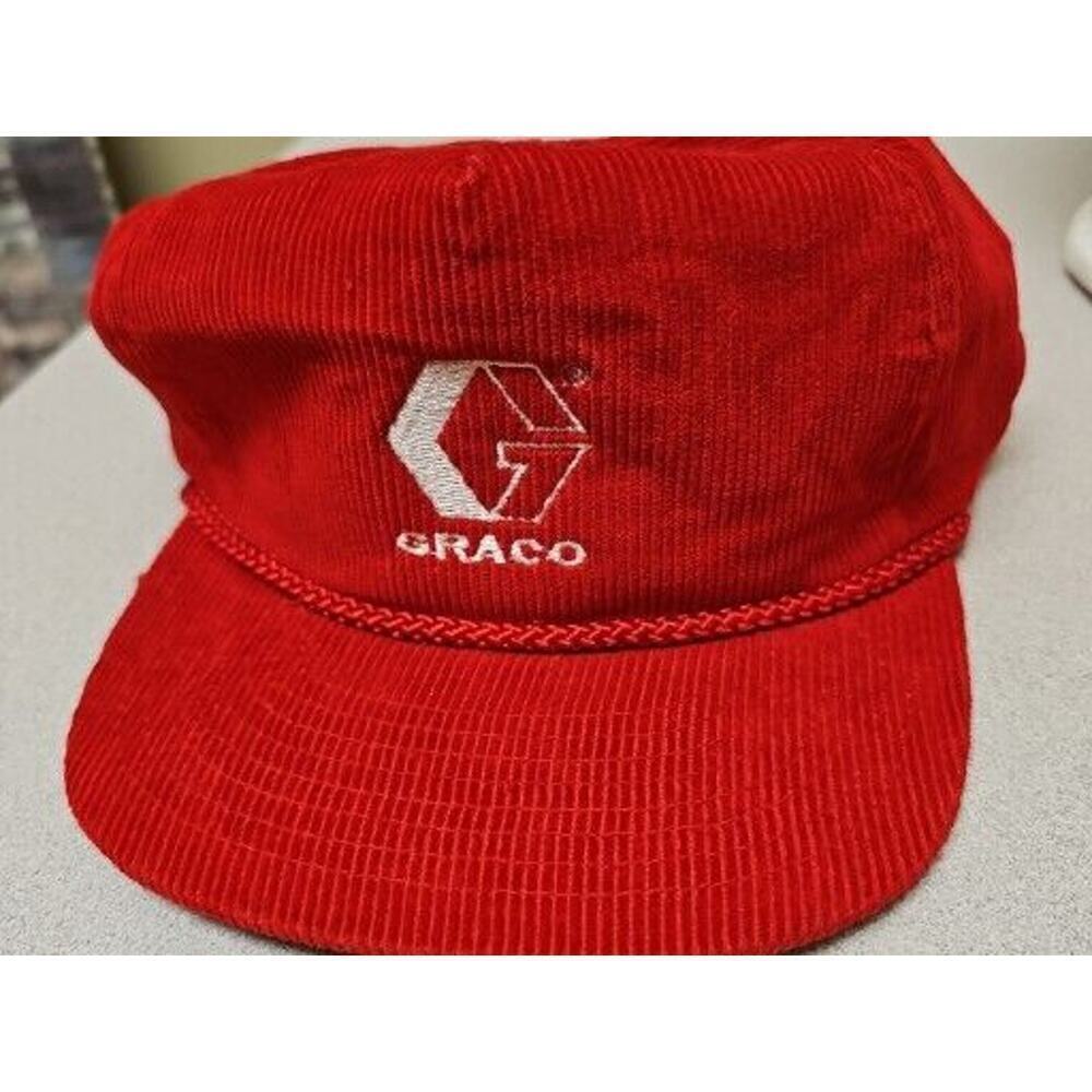 GRACO Manufacturing Red Corduroy Snapback Trucker Hat Vintage 90s - Picture 10 of 11
